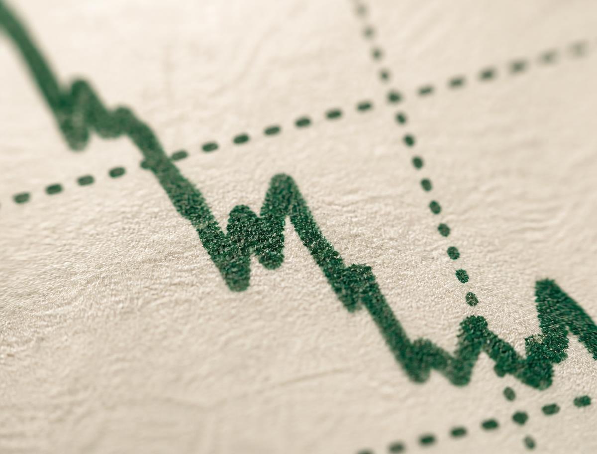Macro detail of an analytical chart printed on matte paper